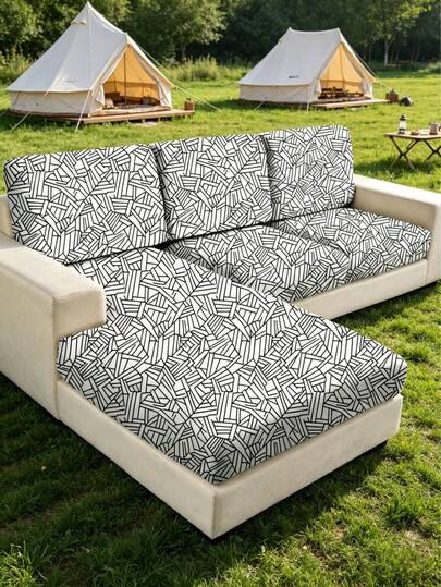 1pc Decorative Sofa Seat Cushion Cover, Non-Slip Elastic Full Wrap Outdoor Waterside Sofa Cushion Cover, Single/Double/Three/Four-Seater, Milk Silk Fabric Floral Print, Suitable For Spring, Summer, Autumn, Winter
