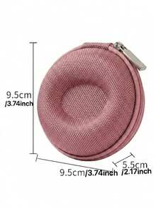 1pc Round Watch Storage Box, Suitable For Most Smartwatches, Portable Watch Storage Case, Shockproof Watch Protective Box, Travel Watch Carrying Case, Zipper Watch Storage Box, Watch Accessories, Suitable For Daily Use, Travel, Business Trip, Single Watch Protective Case, Unisex Watch Storage Box, Suitable As Gift For Friends, Family, Watch Enthusiasts - Pink - View 4