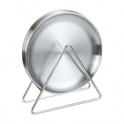 Stainless Steel Bone Dish With Base, High-End Circular Shallow Plate, Luxury Fruit & Snack Tray, Stainless Steel Bone Dish Set, Multi-Function Prep Dish, Snack Plate, Desktop Cleaning Residue Plate