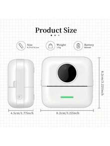 Mini impresora, impresora de etiquetas inalámbrica Bluetooth, resolución de 200 DPI, primera impresora portátil sin tinta que combina tecnología de IA. Dibujo de IA (genera cualquier imagen que desee en 2 segundos), conversión de dibujos animados con un solo clic, imágenes de materiales ricos y plantillas de etiquetas. Imprima etiquetas, registre una vida maravillosa, imprima y pegue en cualquier momento. Batería recargable incorporada, operación conveniente. Impresora de regalo para amantes, amigos, para etiquetado, aprendizaje, fotos (incluye 1 mini impresora, 1 rollo de papel térmico, 1 manual, 1 cable de datos) - Blanco - Ver 3