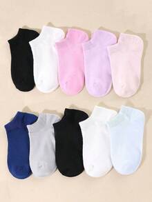 1/5/10/20 Pairs Random Color Low-Cut Socks, Outdoor Sports Socks, Summer Essential Breathable Invisible Socks, Comfortable Casual Daily Socks, Solid Color Short Tube Socks For Boys & Girls Aged 1-16 - Multicolor - View 9