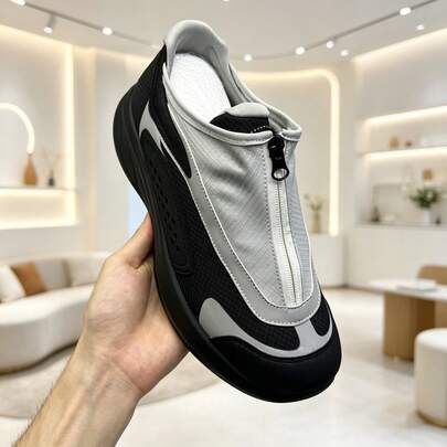 1 đôi quần dài màu trơn, có khóa kéo, thoáng khí, thích hợp cho hoạt động ngoài trời mọi mùa, thoải mái, nhẹ, đa năng, tối giản.