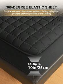 South Life 1pc Warterproof Fitted Sheet, Bedding, Waterproof Mattress Protector, Fall Decor, Skin-Friendly Mattress Cover, Bedroom Decor, Breathable Quilted Mattress Cover For 8-15" Mattress, Room Decor, Noiseless Bed Mattress Cover For Bedroom, Dorm Room, Fathers Day Decor, Birthday Decorations, Grad Party Decor, Fathers Day Gift, Graduation Gifts, Birthday Gifts - 黑色 - 查看 4