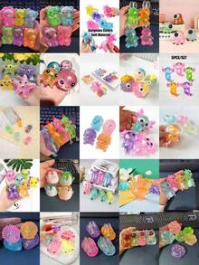 1pc Glitter Crystal Bear, Axolotl, Soft Slow Rebound Stress Relief Toy, Tabby Squishy Toy, Portable Squeeze Toy, Suitable For All Ages, Autism, Holiday & Birthday Gift, Cute & Fun Toy - Kỳ nhông pha lê xanh - Xem 11