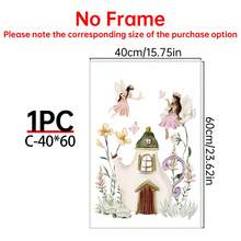 1/3件套帆布墙画：一套3幅童话花园主题画作，儿童童话主题艺术品，儿童房墙画，童话主题装饰，女孩童话主题墙画，美观的房间装饰，带框或不带框，房间装饰，墙面装饰，卧室装饰，儿童房/客厅/卧室/办公室粉色风格装饰 - 彩色 - 查看 28