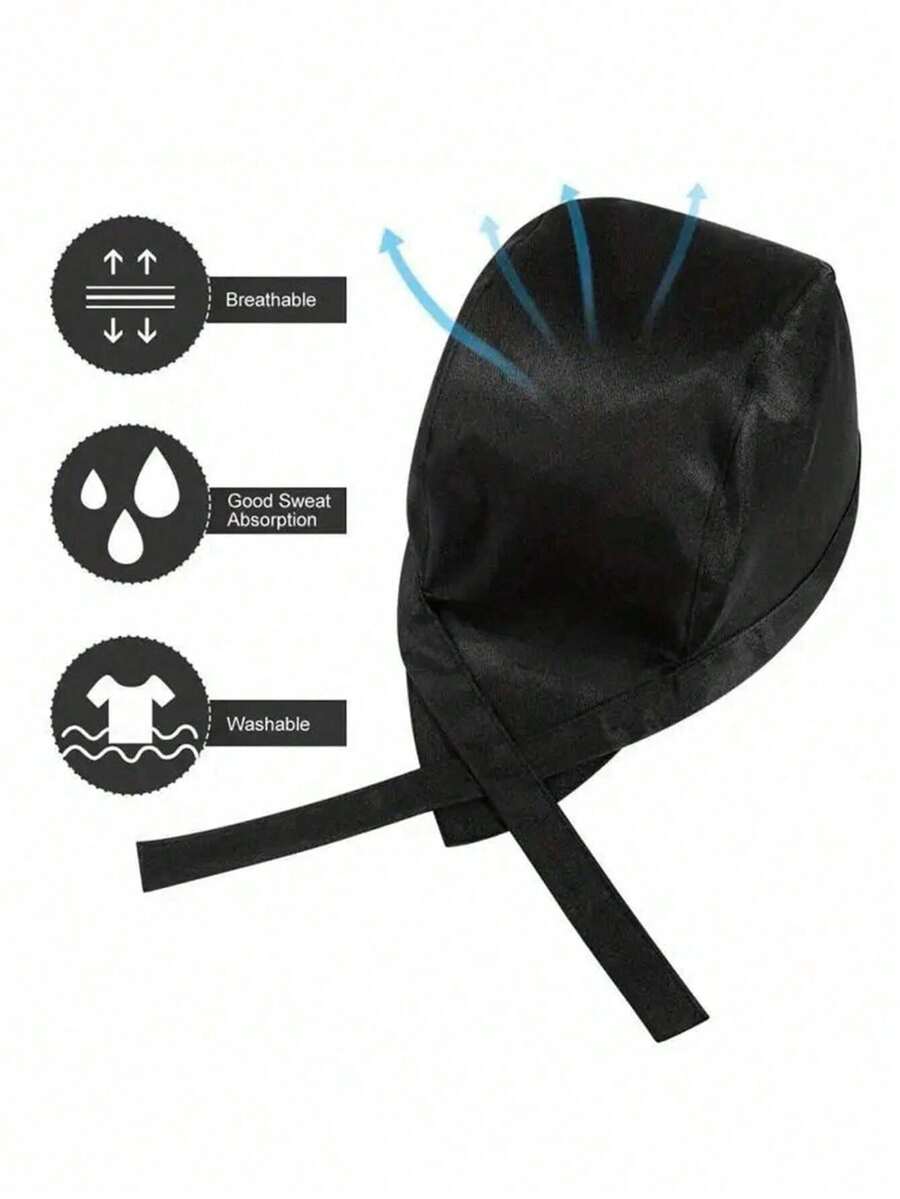 1 pieza/2 piezas Gorro de chef ajustable, gorro de cocina reutilizable unisex con banda elástica, para uso profesional en cocina, cafetería, restaurante, servicio de alimentos, suministros de cocina - Negro - Ver 1