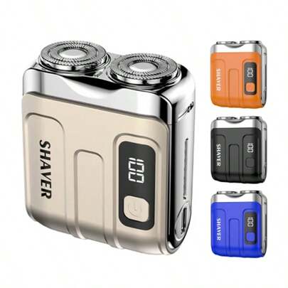 Dual-Head Electric Display Electric Shaver For Men, With Smart Battery Indicator, Type-C Charging, Smooth Shaving, 3 Color Options, Outdoor & Car Shaving Equipment | Modern Shaving Design | Long-Lasting Durable Shaving, Precision Rotary Shaver, Men's Grooming Shaver, USB Charging - Perfect Holiday Gift, Ideal Shaving Gift, Face Cleaning Tool, Women's Hair Trimmer And Epilator, Mother's Day Gift, Teacher's Day Gift, Travel Essential, Home Perfect Accessory