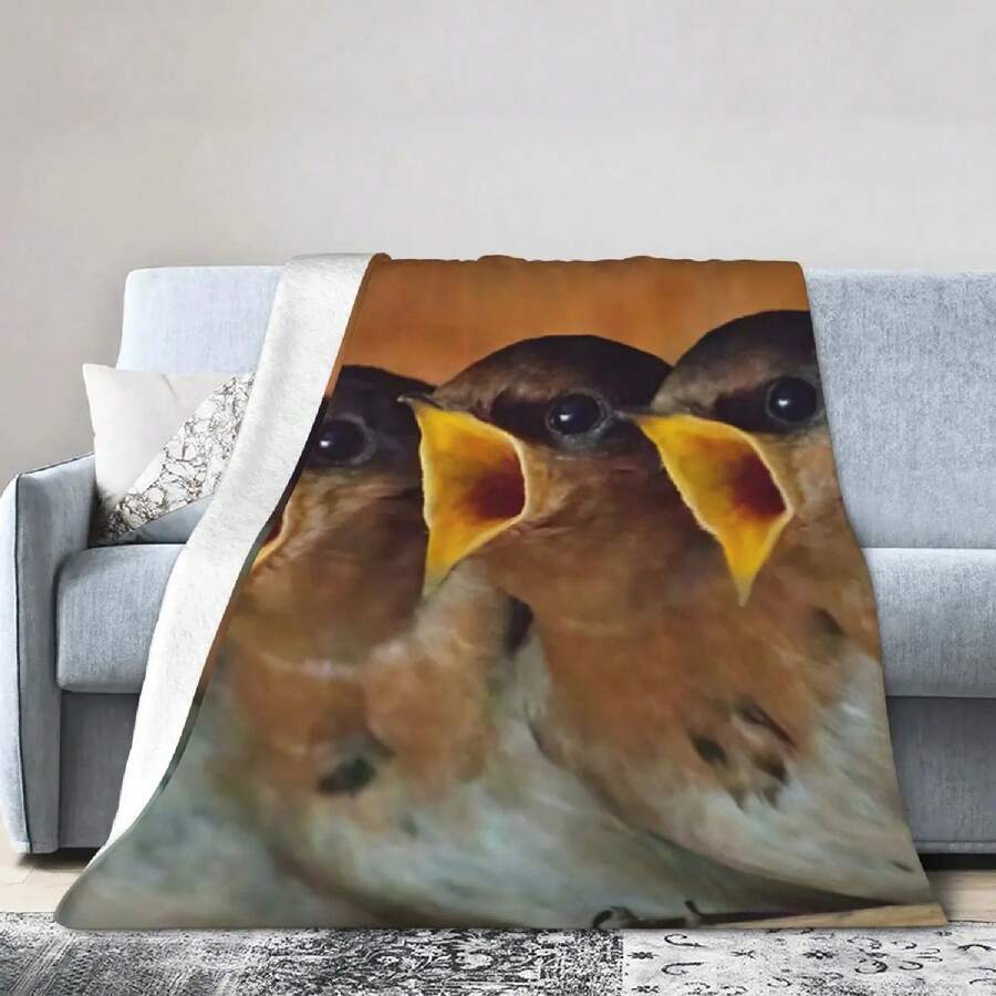 Hungry Swallows Ultra Soft Fine Wool Blanket - 1 - View 1