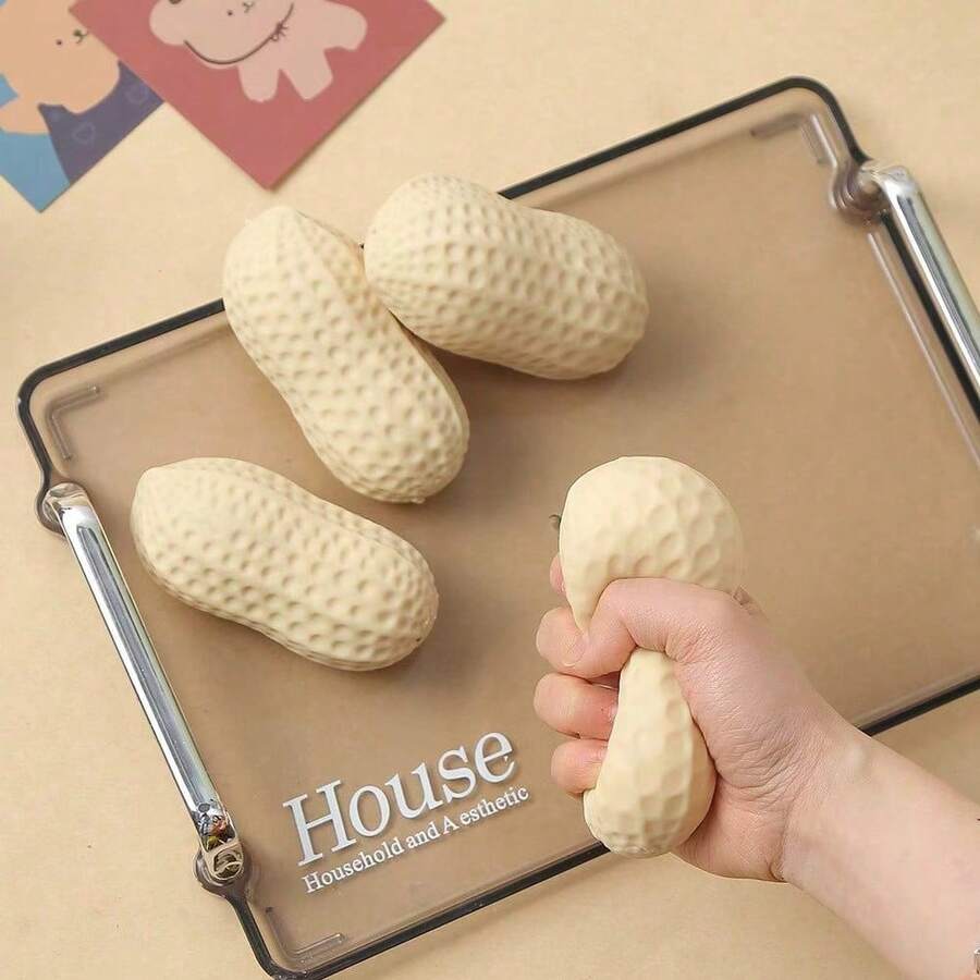 Peanut Shaped Stress Ball, Flour Squeeze Toy, Soft Squeezing Stress Relief Toy, Adult Pressure Relief Toy - Multicolor - View 1