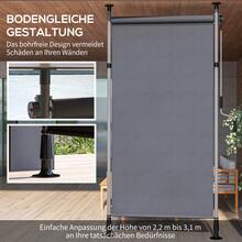Vertical Blind/Balcony Blind 150 X 220-310 Cm With Crank Handle, Weather-Resistant Privacy Screen In Dark Grey Polyester For Garden - Dark Grey - View 3