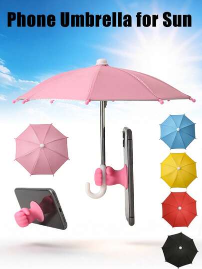 Waterproof Sunshade Umbrella With Phone Holder, Portable UV Protection Mini Umbrella, Outdoor Phone Sun Visor, Travel & Fitness Essential