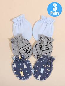3双新生儿手套，柔软棉质防抓手套，呵护娇嫩肌肤 - 3Pairs - 查看 17