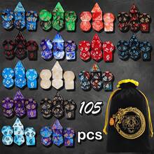 26 Set Dadu Poliedral D&D (Total 182 buah), Dadu Ukir 7 Warna dengan Tas Serut Besar, Cocok untuk D&D, Permainan Meja RPG, MTG, Pathfinder, dan Permainan Kartu. - MultiWarna - View 20