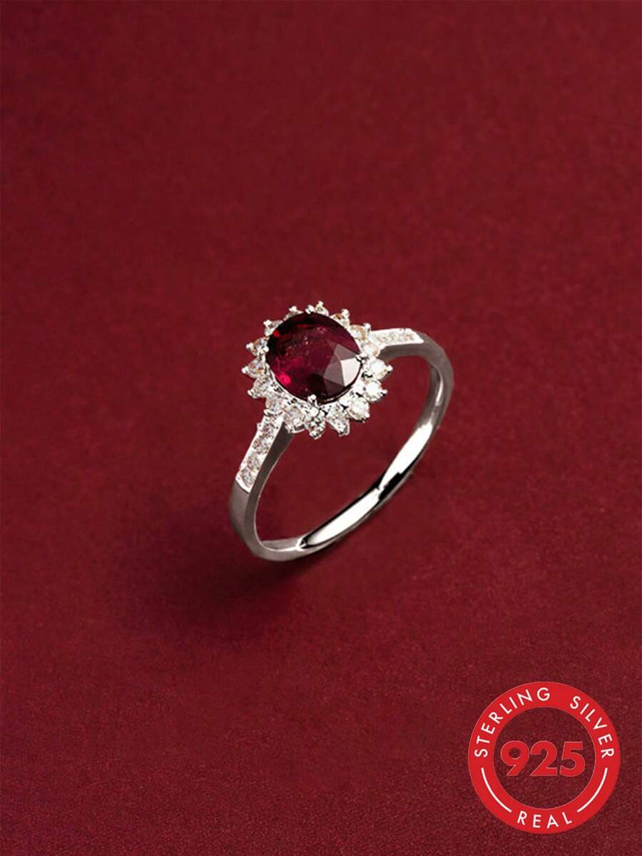BALMORA 1 件复古风格 S925 镀银 18K 金玫瑰皇后方晶锆石红宝石戒指，优雅的女士珠宝礼物