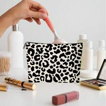 1pc Cosmetic Bag, Small Toiletry Bag, Mini Makeup Bag, Text Decor Storage Pouch, Suitable For Women/Girls Travel, Small Accessories, Modern - Letter Design - View 14