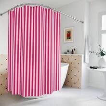 1PC Shower Curtain - Dark Raspberry Pink And White Stripes Pattern - D - Xem 1