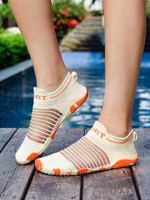 女士赤足速干沙滩鞋、水鞋、橡胶鞋、健身鞋、游泳鞋、凉鞋、情侣户外水鞋，米色 - 米色 - 查看 4