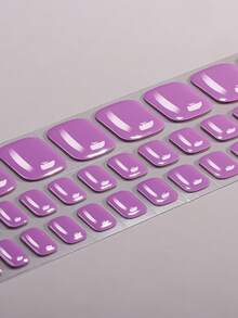 1pc Solid Burgundy Fully-Cured Gel Toe Nail Strips, Spring/Summer Classic Minimalist Style Toe Nail Stickers, Self-Adhesive Easy To Apply,Suitable For Women And Girls Home DIY - Lilac Purple - View 3