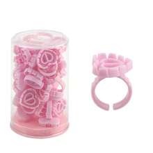30 piezas/caja Anillos con forma de flor para pegamento de pestañas, soportes adhesivos desechables de plástico para extensión de pestañas, anillos con pigmento de colores variados para artistas de pestañas, accesorio de maquillaje para salón - Multicolor - Ver 10