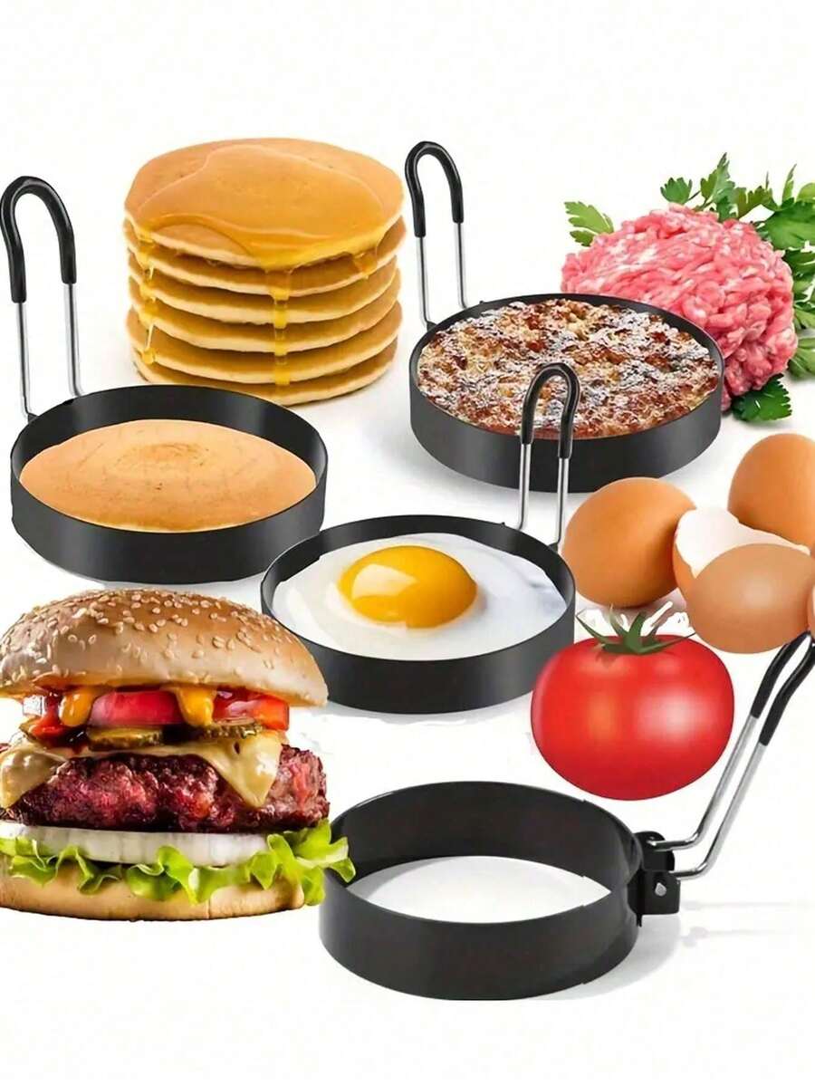 DIY Egg Frying Pan Heart-Shaped Boiled Egg & Rice Ball Mold Set, Stainless Steel Egg Frying Mold Tools, Suitable For Frying Eggs, Pancakes And Omelets - Kitchen Gadgets And Accessories - Multicolor - View 1