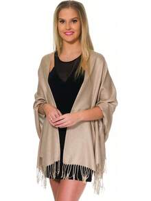 Shawls And Wraps Evening Dresses, Large Soft  Wedding Shawl - 淺褐色的 - 查看 5