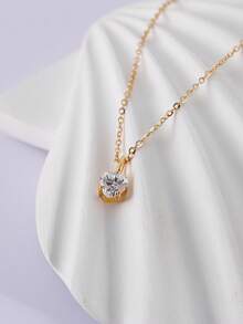 Collar colgante de moissanita en forma de corazón de 1.2CT en plata S925, versátil para uso diario, Día de San Valentín, compromiso, graduación, vacaciones, fiesta, regalo - Dorado - Ver 2