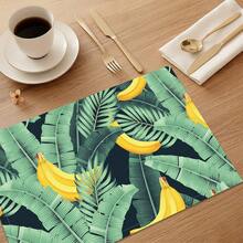 1pc/4pcs/6pcs/8pcs Banana Print Linen Placemats, Suitable For Dining Table, All Season Decor, Modern Washable Table Mats, Room Decor, Coasters, Kitchen Dining Mats, Indoor Outdoor Party Decoration, Home Decor, Ideal Gift - Multicolor - View 5