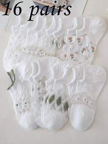 8pairs Women Flower Pattern Breathable Casual Ankle Socks - Multicolor - View 7