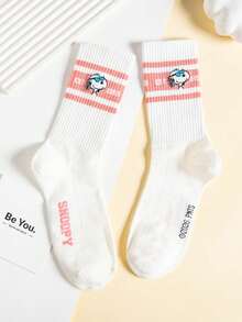 SNOOPY 1双正品图案女士船袜，可爱卡通设计，防臭吸湿，休闲百搭圆领卡通图案袜，适合学生/成人作为礼物和日常穿着。 - 彩色 - 查看 6