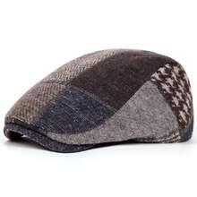 1pc Classic Patchwork Wool Ivy Newsboy Cap, Unisex Adjustable Hat, Daily Casual & Retro Wear - XY - View 15