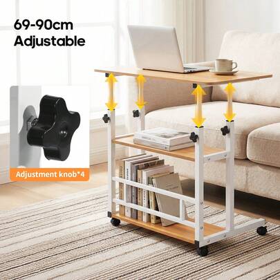 Adjustable Height Standing Desk, Mobile Desk with Universal Wheels, Double-layer Storage, Stable And Comfortable, 40*80cm Study Table, Sturdy And Durable, Easy to Assemble, Suitable for Home Office