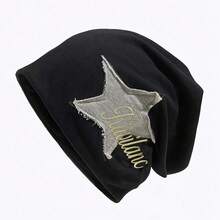 A Unisex Fashion Beanie With Star Embroidery, Elastic And Lightweight - Dark Gray - View 5