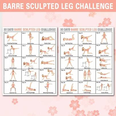 Plan de entrenamiento de 30 días para piernas esculpidas inspirado en el ballet, póster de entrenamiento de moldeado de piernas de Pilates, guía de ejercicios para dar forma a las piernas de mujeres, entrenamiento de fuerza y control corporal, decoración de pared para gimnasio en casa, apto para casa o gimnasio, ayuda a lograr unas piernas de ballet tonificadas y estilizadas, guía de ejercicios sin marco