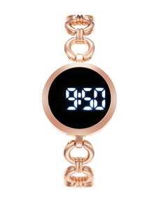 LED Touch Screen Digital Bracelet Watch, Luxury Crystal Rhinestone Women Wristwatch - Rose Gold - View 4