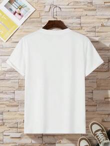Camiseta de Cuello Redondo de Color Sólido para Hombre Manfinity Dauomo - Blanco - Ver 2