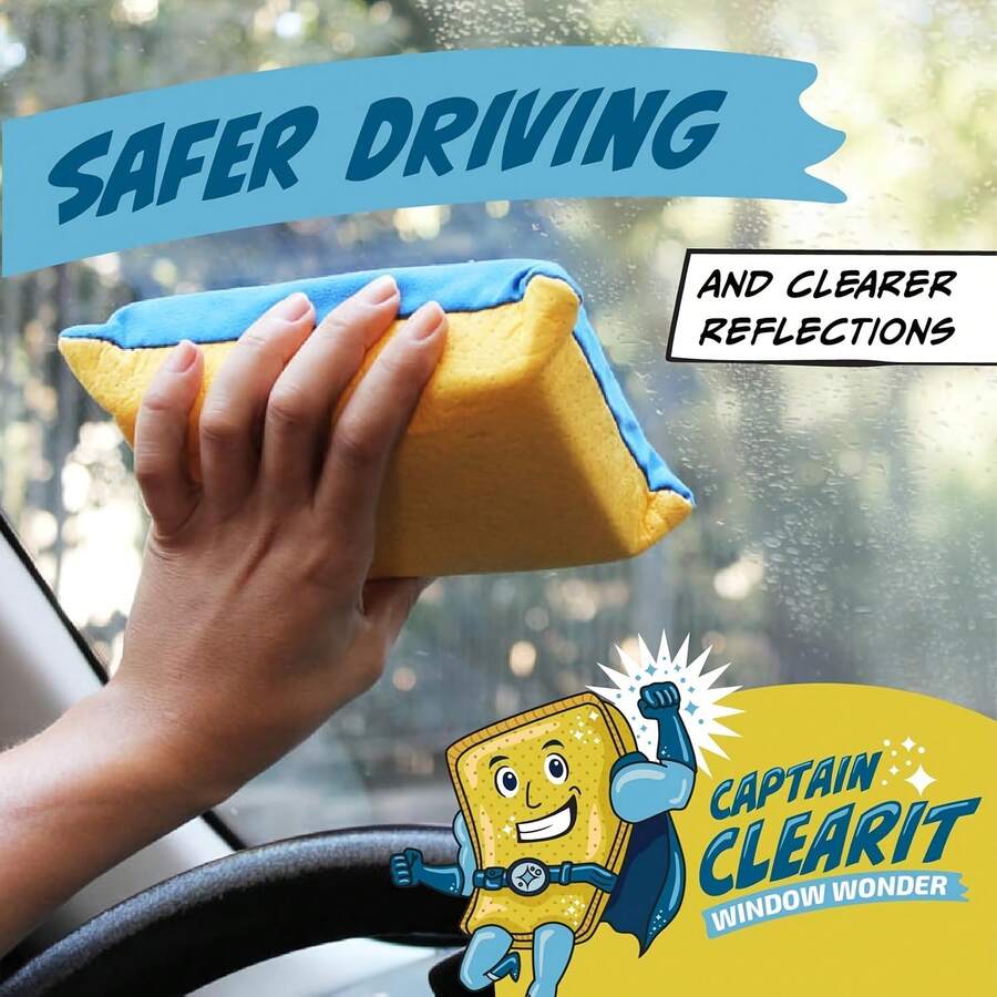 Extra Large Car Washing Sponge, Double-Sided Plush Strong Water Absorption Cleaning, Dedicated Glass Cleaning Defogging Sponge Block - Multicolor - View 1