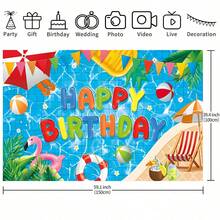 1 Set Pool Party Birthday Decorations, Happy Birthday Pool Party Banner Backdrop Decor, Summer Birthday Party Decorations, Hawaiian Flamingo Theme Pool Party Decor - View 5