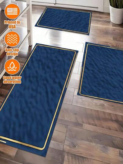 Navy Blue Minimalist Kitchen Set, Modern Simple Style, Kitchen Anti-Fatigue Cushion, Corridor Runner, Diatom Mud Material Anti-Slip Soft And Comfortable Easy To Clean, Suitable Bedroom, Living Room, Dining Room, Kitchen, Bathroom, Entrance, Floor|,Kitchen Mat Set 2D Flat Local Printed Kitchen Floor Mat Entrance Door Mat Bathroom Mat, Passage Floor Mat Kitchen Carpets, Laundry Room Decorations, Balcony Carpets, Party Daily Anniversary Party Valentine's Day Wedding Anniversary Mother's Day Graduation Father's Day Birthdays Anniversaries Thanksgiving, Mat Indoor/Outdoor Use, Durable Polyester, Festive Home Accent, Bathroom Entrance Mat ,Decorative Gift,Suitable For Coffee Machine,Coffee Pot,Faucet Splash Guard Drain Mat,Counter Tableware Drying Pad,Washable Floor Kitchen,Bathroom,Hides Stains,Absorbent,Kitchen Drying Mat,Suitable For Dining Table,Coffee Bar Outdoor Door Mats,Absorbent Mats,Easy Clean Mats,Dish Drying Mat,Countertop,Protector,Rugs For Living Room