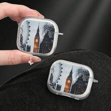 Ốp bảo vệ tai nghe Bluetooth họa tiết phong cảnh mùa đông Luân Đôn, với hình ảnh kiến trúc hiện đại, cành cây trơ trụi, chim bay và tông màu mát mẻ, vừa thời trang vừa bảo vệ tốt, thích hợp làm quà tặng cho Ngày Valentine, Trăng non, Lễ Eid, Lễ Phục sinh, được làm từ chất liệu TPU. - Trong sáng - Xem 3