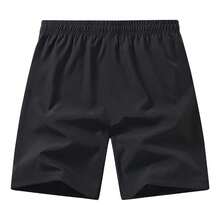 Men's Sports Shorts, Summer Knee Length Inseam Drawstring Running & Workout Pants - Black - View 3