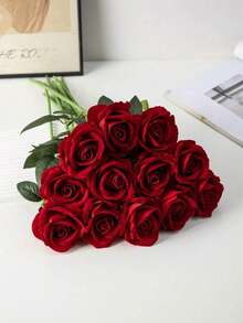 1 pièce/5 pièces/10 pièces Fleurs de roses rouges en velours artificielles de 50 cm, fleurs artificielles pour décoration intérieure et extérieure, décoration d'Halloween, mariage, fête, décoration de la maison, remplissage de vase, cadeau d'anniversaire, faveur de mariage, centre de table de mariage, décoration de table, floral, rose, bouquet, fleur artificielle, fleur synthétique, décoration de mariage, décoration intérieure, décoration de chambre, cadeau de remise des diplômes - Gros rouge - Voir 7