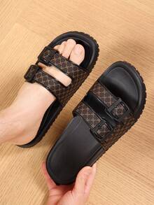 男士休闲拖鞋，舒适轻便套脚凉鞋，圆头，时尚户外沙滩拖鞋 - 淺棕 - 查看 5