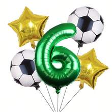 6 Stücke Fußball Themen Ballon Set, beinhaltet nummerierte 1-9 Ballons & fußballförmige Ballons - 32 Zoll grüne & goldene Folienballons, geeignet für Fußball Feiern, Geburtstagsfeste, Taufen, Abschlussfeiern und 1. Geburtstagsfeiern - Übersicht 8