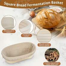 Oval Rattan Proofing Bread Basket, Made Of Natural Rattan, Sourdough Fermentation Bowl With Linen Liner. Available In Multiple Sizes. Handmade Natural Woven Material Bread Shaping Basket, Suitable For Homemade Baking. - View 4