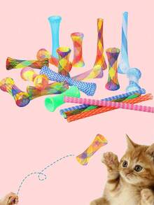 Juguete de resorte Happy Kitten, juguete interactivo para gatos de interior, resorte colorido, juego activo, resorte en espiral, se puede usar para golpear, morder, perseguir, juguete para gatos, juguete de tubo colorido y divertido para gatitos, tubo interactivo para gatos de interior, resorte de plástico, color aleatorio - Multicolor - Ver 14