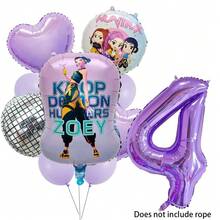 KPop Demon Hunters Decoraciones para fiesta de cumpleaños de niños con globos con números de bola de discoteca musical, suministros para fiesta de baby shower, regalos, juguetes - Juego de globos - Ver 16