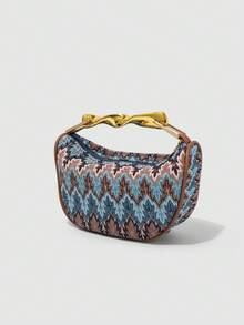 2025 New Unique Design PU Leather Handbag/Shoulder Bag, Metal Handle, High-End Quality - Blue - View 7