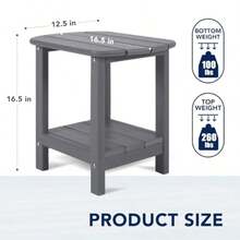 nalone Mesa auxiliar Adirondack 16.5" Mesa auxiliar para exteriores de plástico HDPE Mesa auxiliar doble Adirondack Mesa auxiliar pequeña para patio - Gris - Ver 4