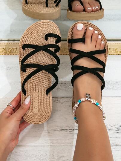 Women's Casual Flat Sandals, Suitable For Outdoor, Beach, Camping In Summer
