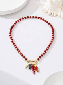 1 pieza Collar con colgante de criatura marina inspirada en la dopamina, joyería occidental elegante y de moda, adecuado para uso diario y vacaciones en la playa de las mujeres - collar - Ver 8